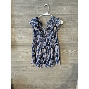 Banana Republic Medium Deep Water Blue Tie Back Flutter Tank Top NWT $59.99